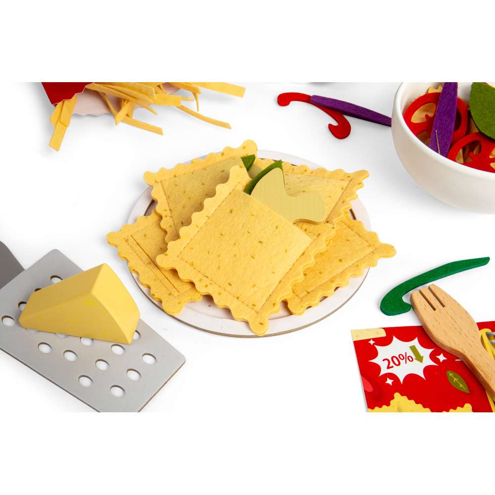 Bigjigs Toys Pasta For Two Wooden Play Food Set 64 Pieces