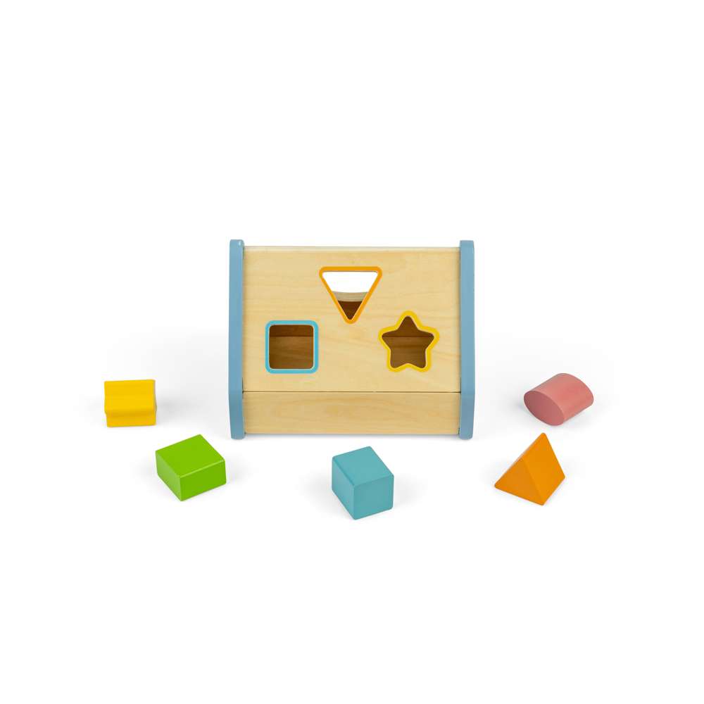 Bigjigs Toys Wooden Shape Sorter House Toddler Learning Toy with 5 Colourful Shapes