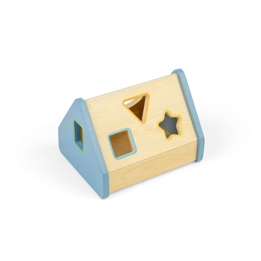 Bigjigs Toys Wooden Shape Sorter House Toddler Learning Toy with 5 Colourful Shapes