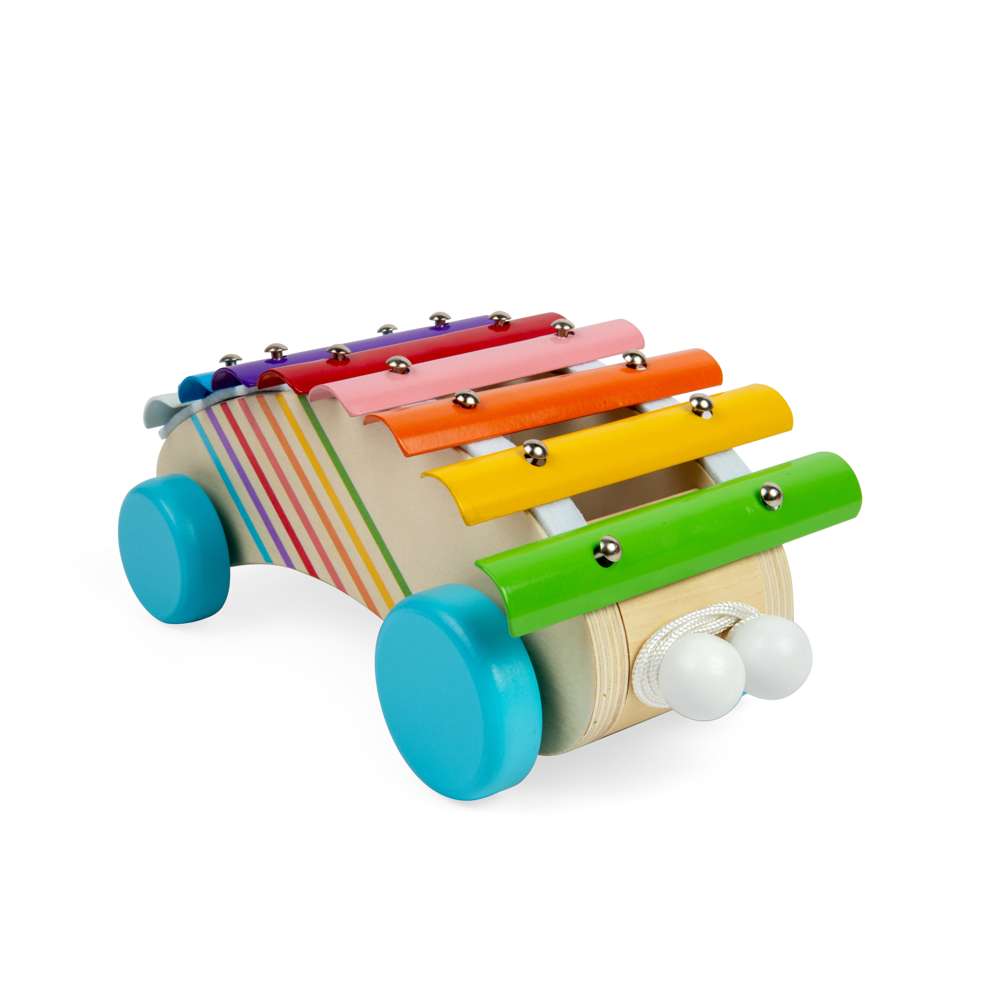 Bigjigs Toys Wooden Pull Along Xylophone 2-in-1 Musical Toy for Toddlers 18 Months Plus