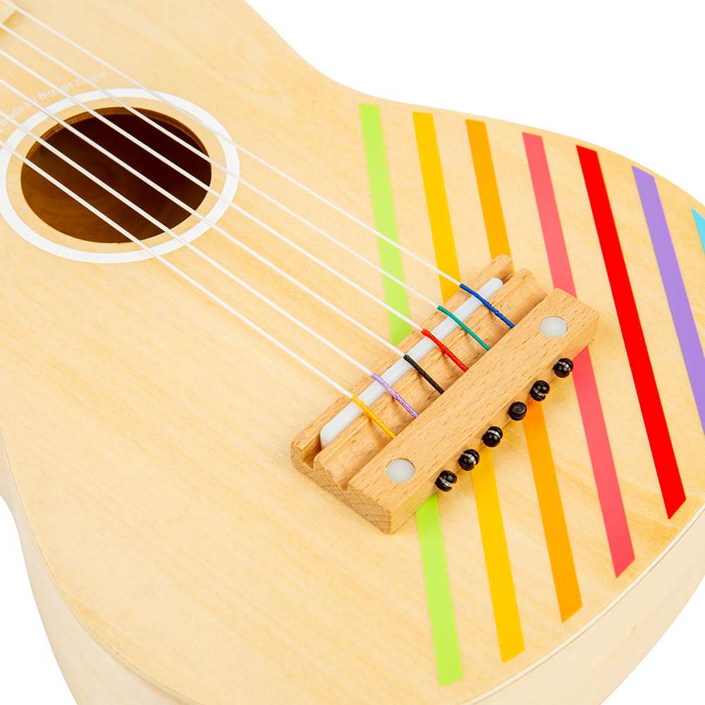 Bigjigs Toys Kids Wooden Acoustic Guitar with 6 Tunable Nylon Strings and Plectrum Star Design Toy for Ages 3 Plus