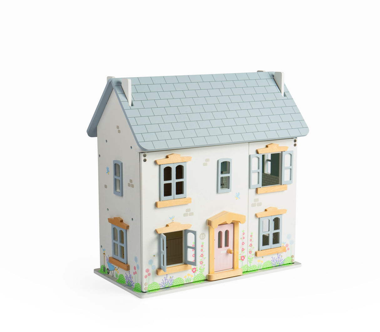 Bigjigs Toys Summer Cottage Wooden Dolls House 2 Storeys 4 Rooms and Loft