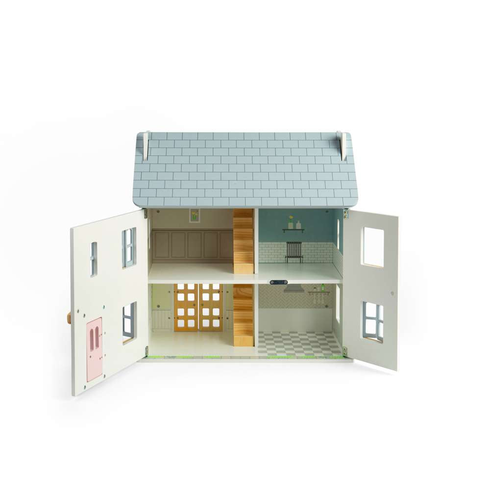 Bigjigs Toys Summer Cottage Wooden Dolls House 2 Storeys 4 Rooms and Loft
