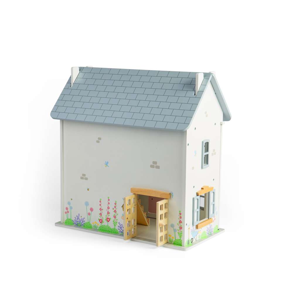 Bigjigs Toys Summer Cottage Wooden Dolls House 2 Storeys 4 Rooms and Loft