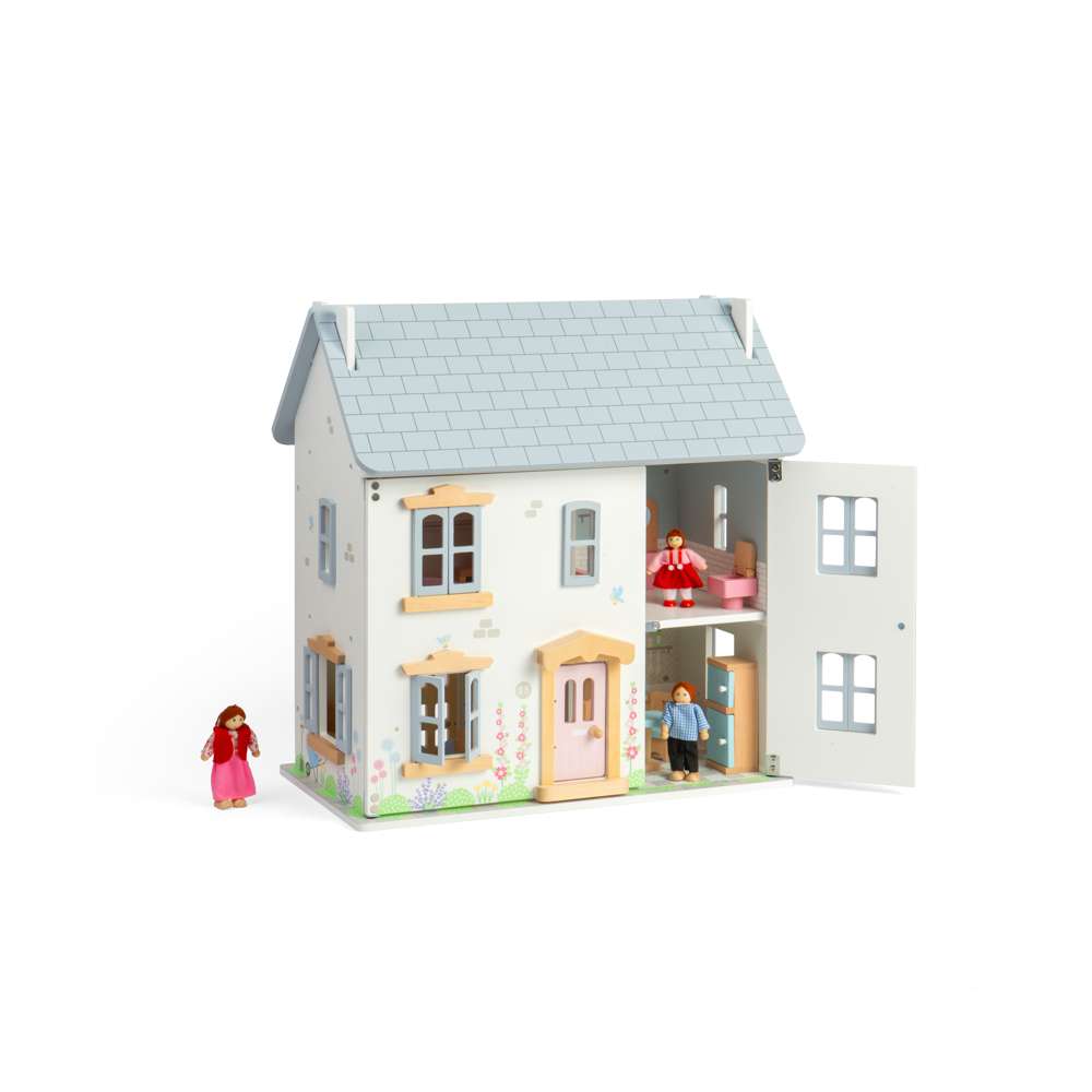Bigjigs Toys Summer Cottage Wooden Dolls House 2 Storeys 4 Rooms and Loft