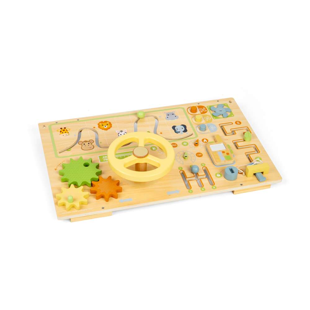 Bigjigs Toys Wooden Jungle Busy Board Activity Centre for Toddlers 12 Months Plus
