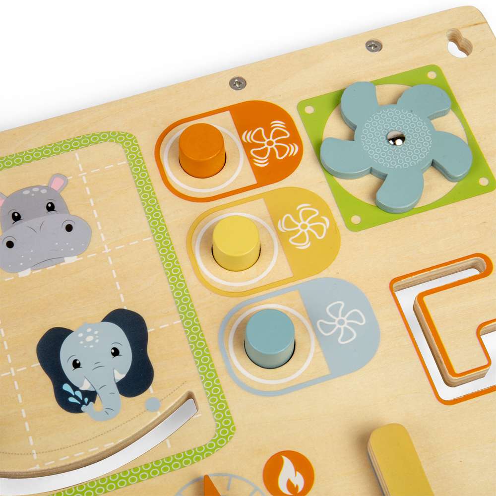 Bigjigs Toys Wooden Jungle Busy Board Activity Centre for Toddlers 12 Months Plus