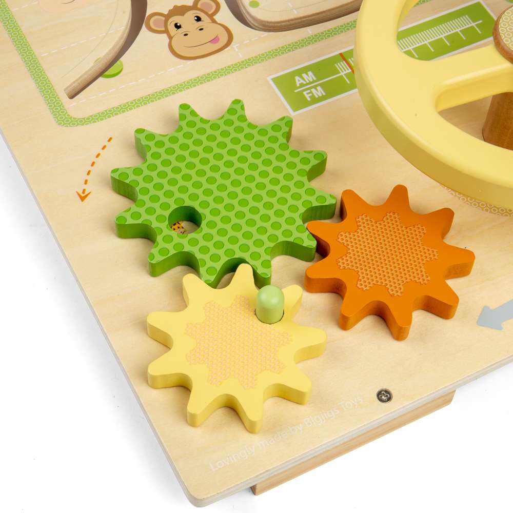 Bigjigs Toys Wooden Jungle Busy Board Activity Centre for Toddlers 12 Months Plus