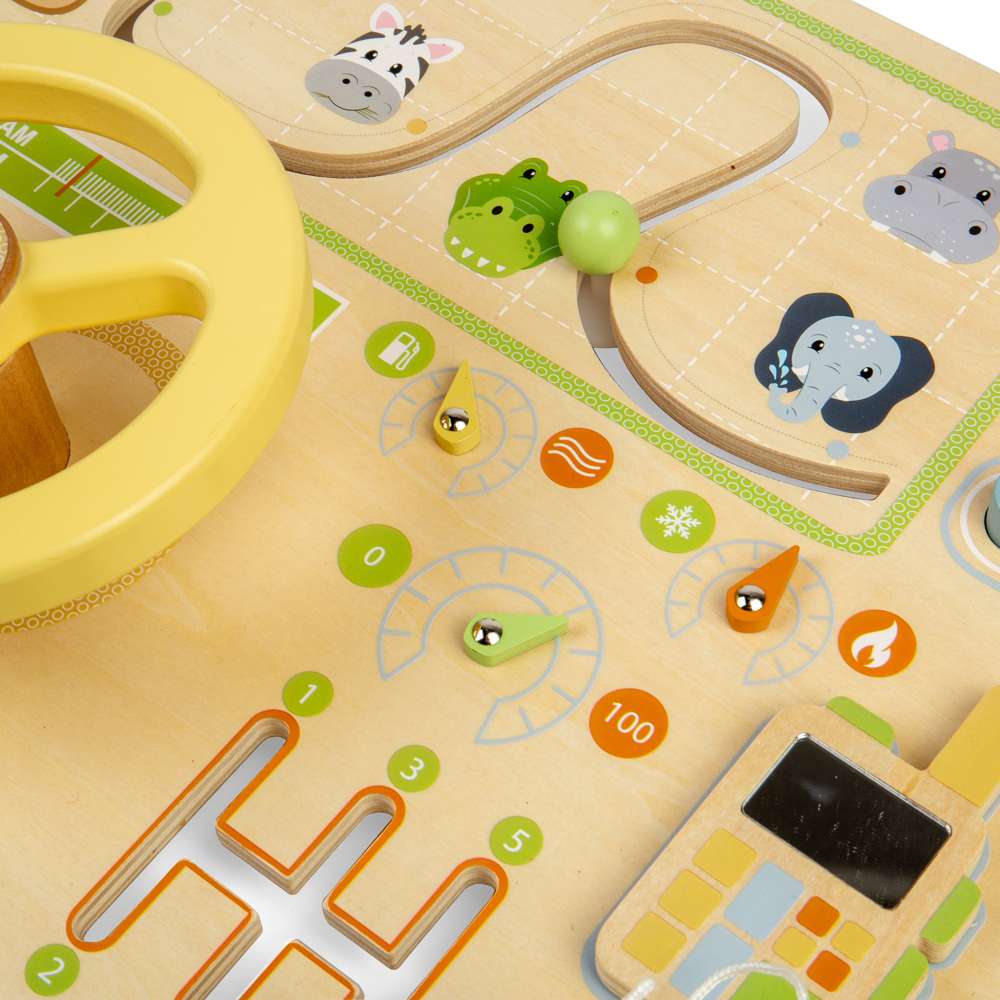 Bigjigs Toys Wooden Jungle Busy Board Activity Centre for Toddlers 12 Months Plus