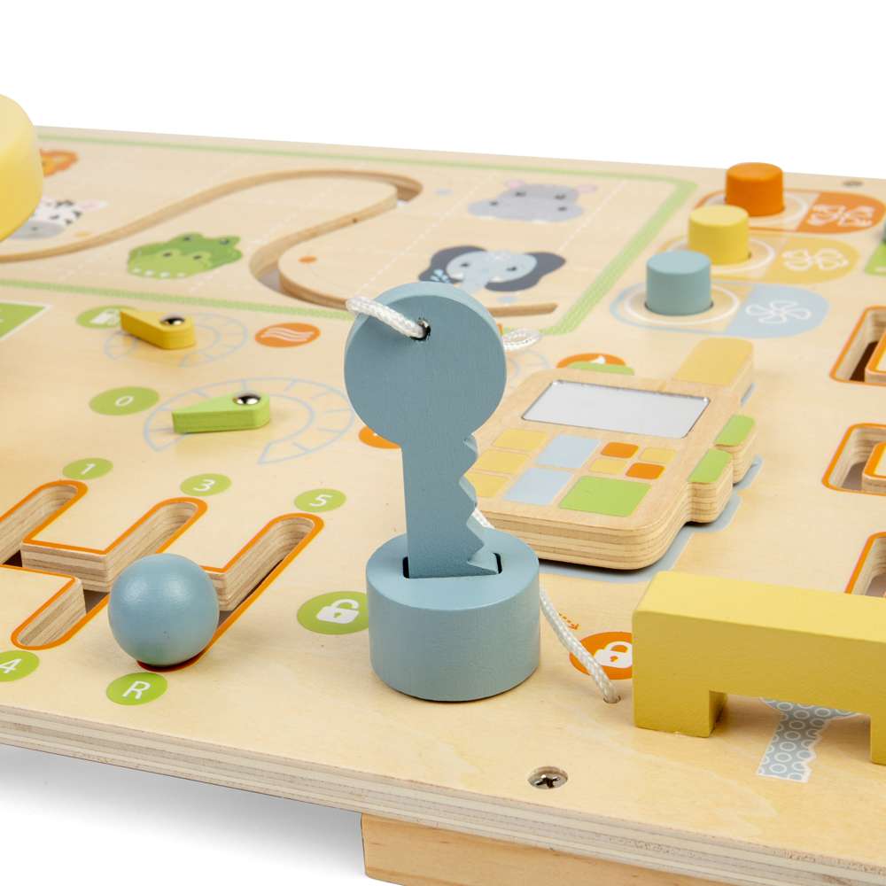 Bigjigs Toys Wooden Jungle Busy Board Activity Centre for Toddlers 12 Months Plus