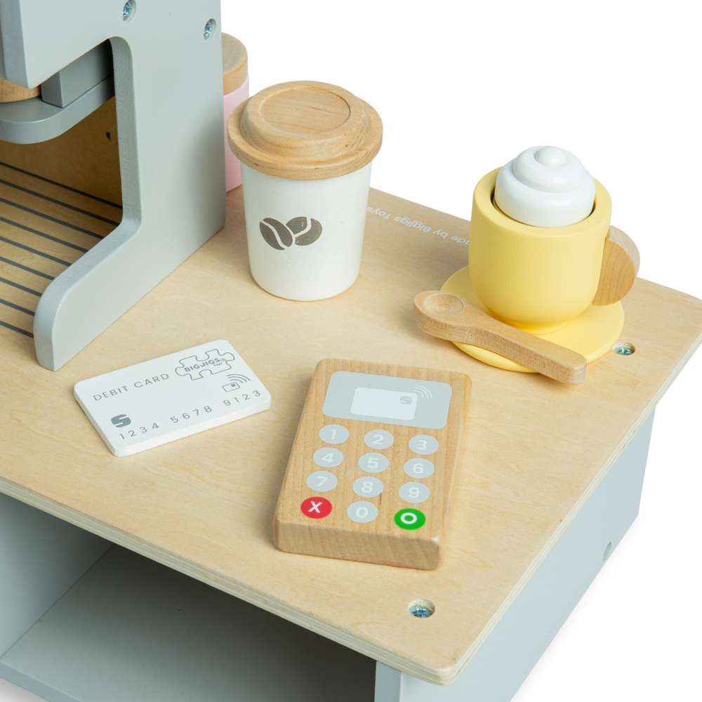 Bigjigs Toys Wooden Coffee Shop Role Play Set with 32 Accessories