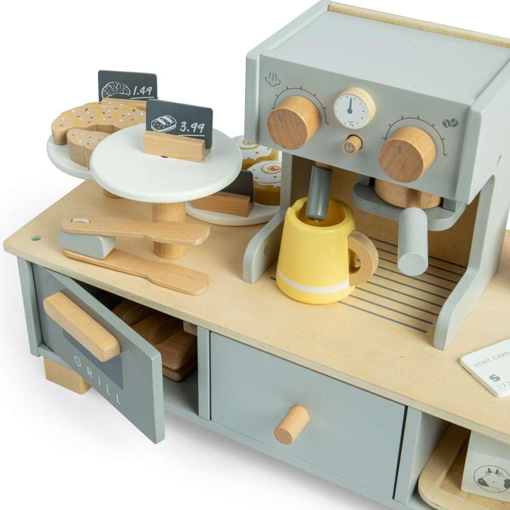 Bigjigs Toys Wooden Coffee Shop Role Play Set with 32 Accessories