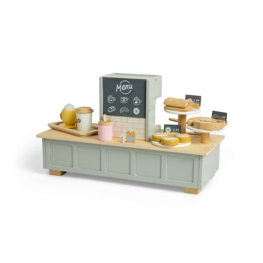 Bigjigs Toys Wooden Coffee Shop Role Play Set with 32 Accessories