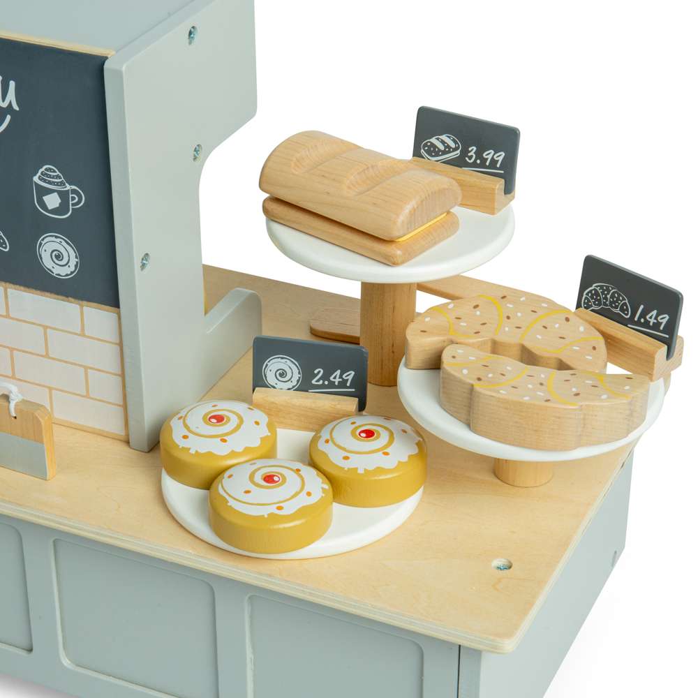 Bigjigs Toys Wooden Coffee Shop Role Play Set with 32 Accessories