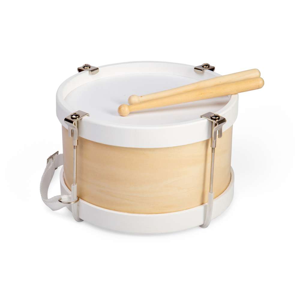Bigjigs Toys Natural Wooden Drum with 2 Drumsticks and Adjustable Strap Musical Toy for Ages 3+