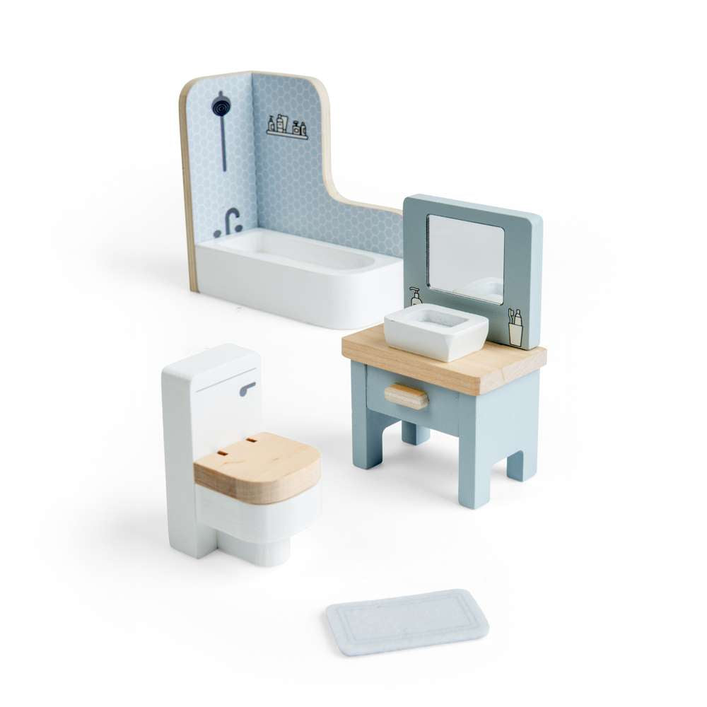 Bigjigs Toys Wooden Dolls House Bathroom Furniture Set 4 Pieces