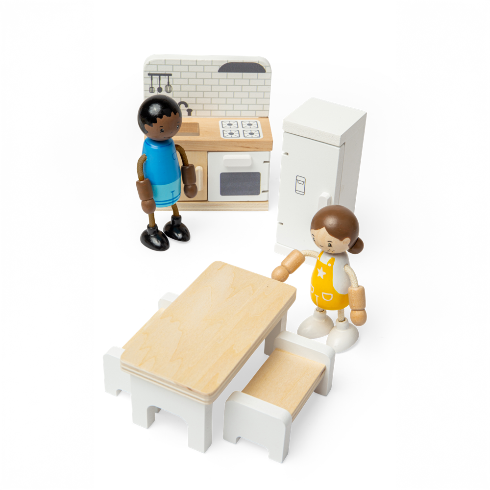 Bigjigs Toys Wooden Dolls House Kitchen Set 5 Pieces 3+ Years