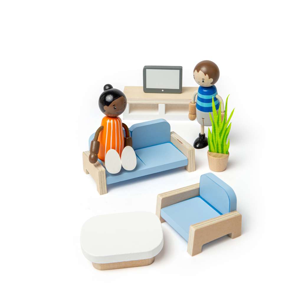 Bigjigs Toys Wooden Dolls House Furniture Living Room Set 5 Pieces