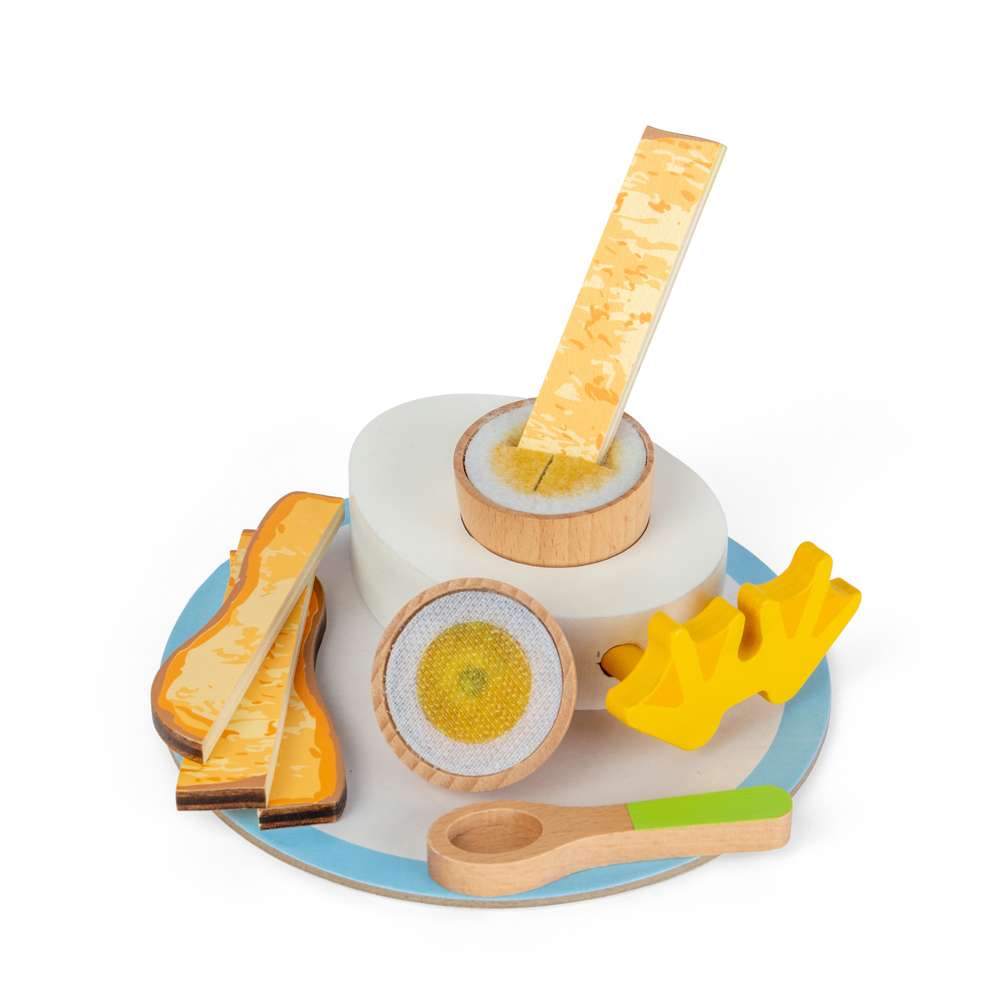 Bigjigs Toys Dippy Egg Wooden Breakfast Play Food Set 9 Pieces