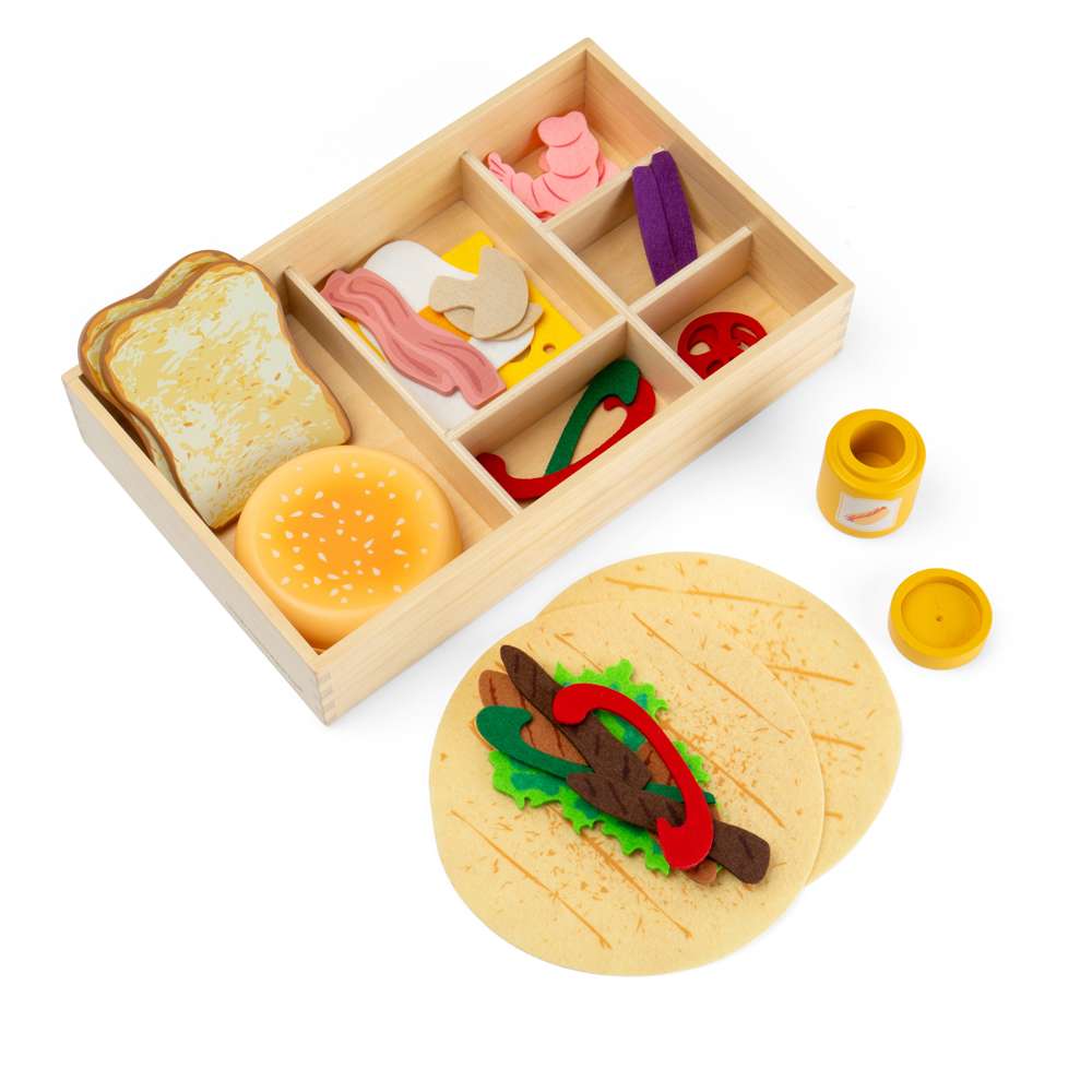Bigjigs Toys Deli Set Wooden and Felt Play Food 30 Pieces