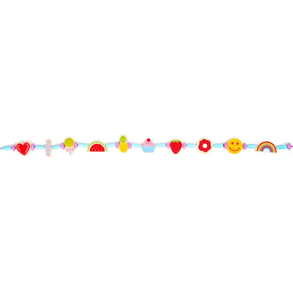 Bigjigs Toys Cheerful Charms Wooden Jewellery Making Kit with 164 Beads for Kids 3 Years plus
