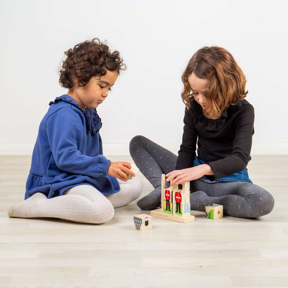 Bigjigs Toys London Wooden Stacking Blocks Toy for 1 Year Olds