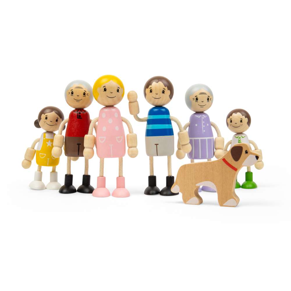 Bigjigs Toys Wooden Generational Family Doll House Figures Set 7 Pieces