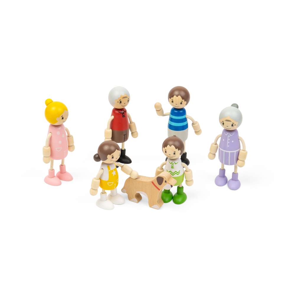 Bigjigs Toys Wooden Generational Family Doll House Figures Set 7 Pieces