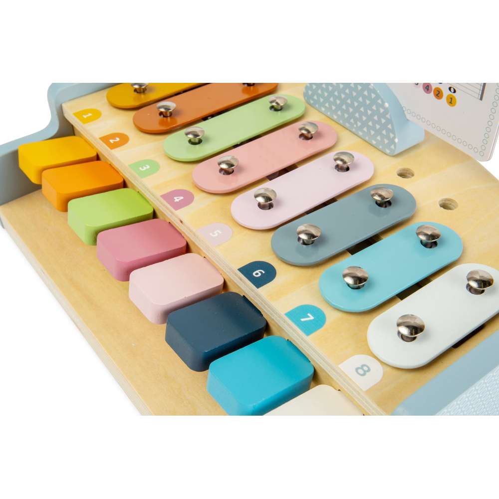 Bigjigs Toys Wooden Xylo Piano Musical Toy with 8 Pieces and Music Sheets