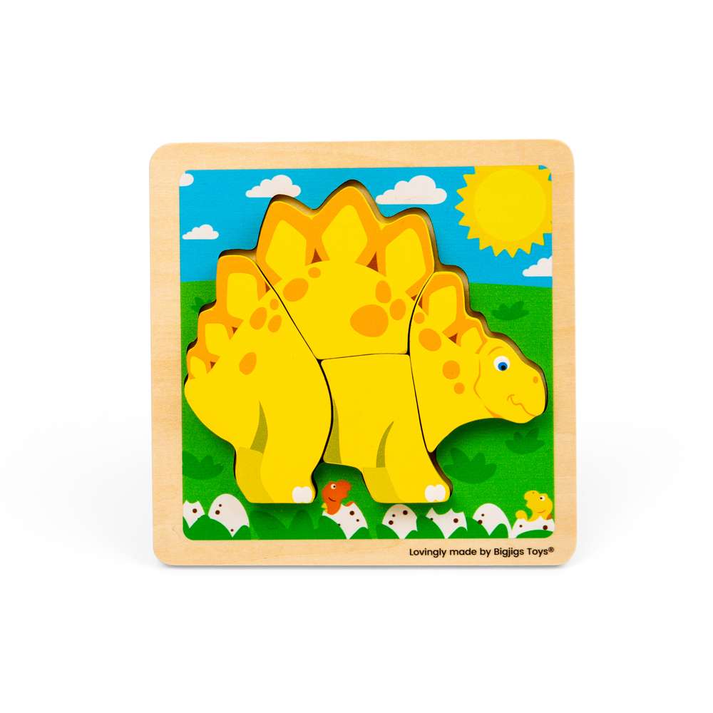 Bigjigs Toys Chunky Lift Out Stegosaurus Wooden Baby Puzzle 4 Pieces 10 Months Plus