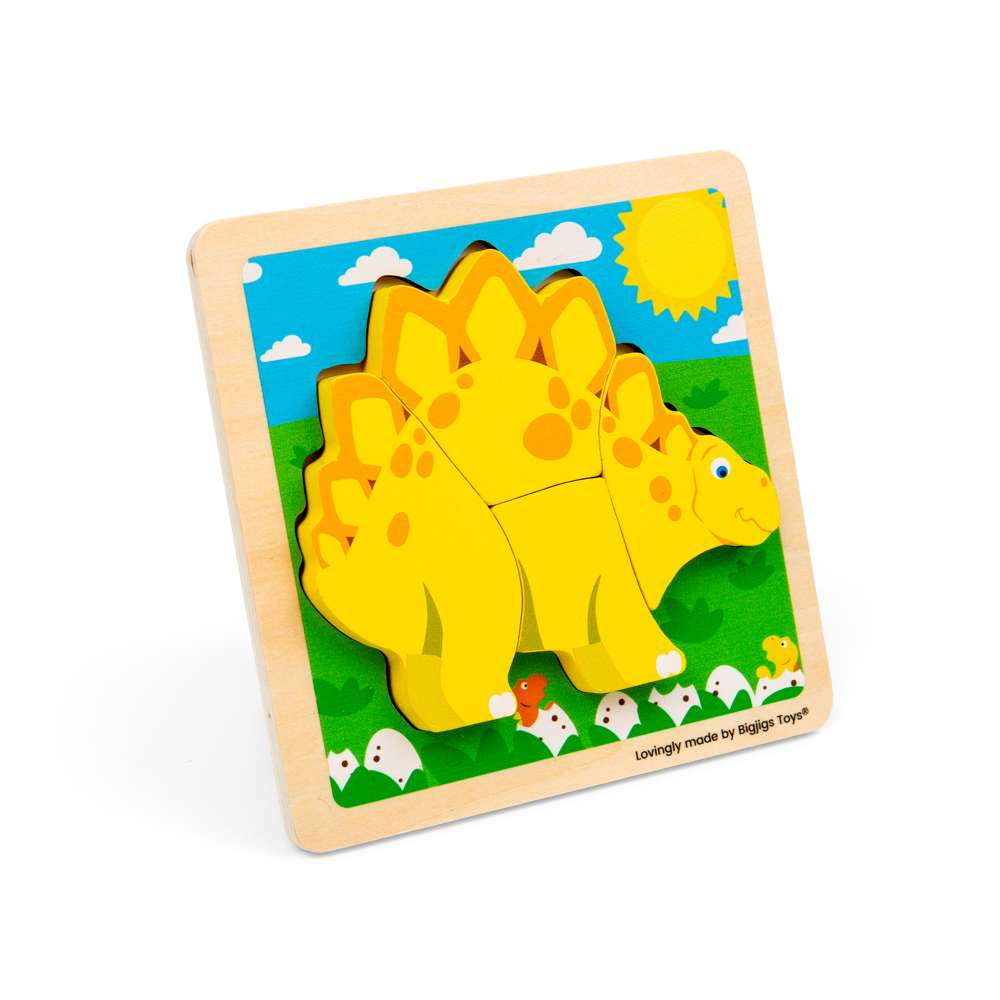 Bigjigs Toys Chunky Lift Out Stegosaurus Wooden Baby Puzzle 4 Pieces 10 Months Plus