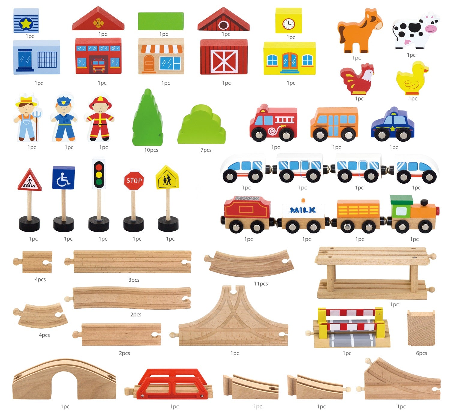 90 Piece Wooden Train Set