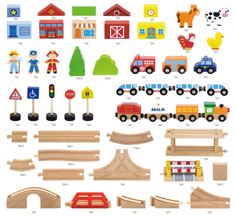 90 Piece Wooden Train Set