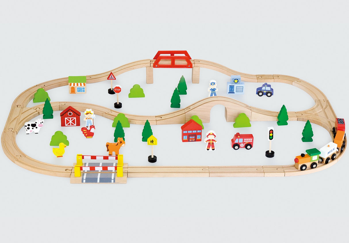 90 Piece Wooden Train Set