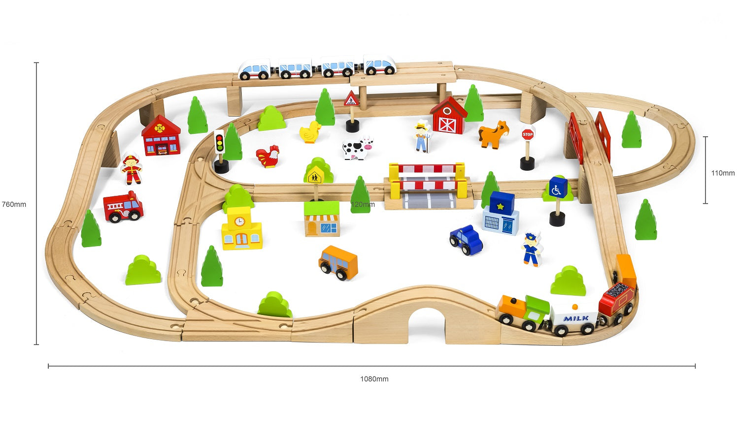 90 Piece Wooden Train Set