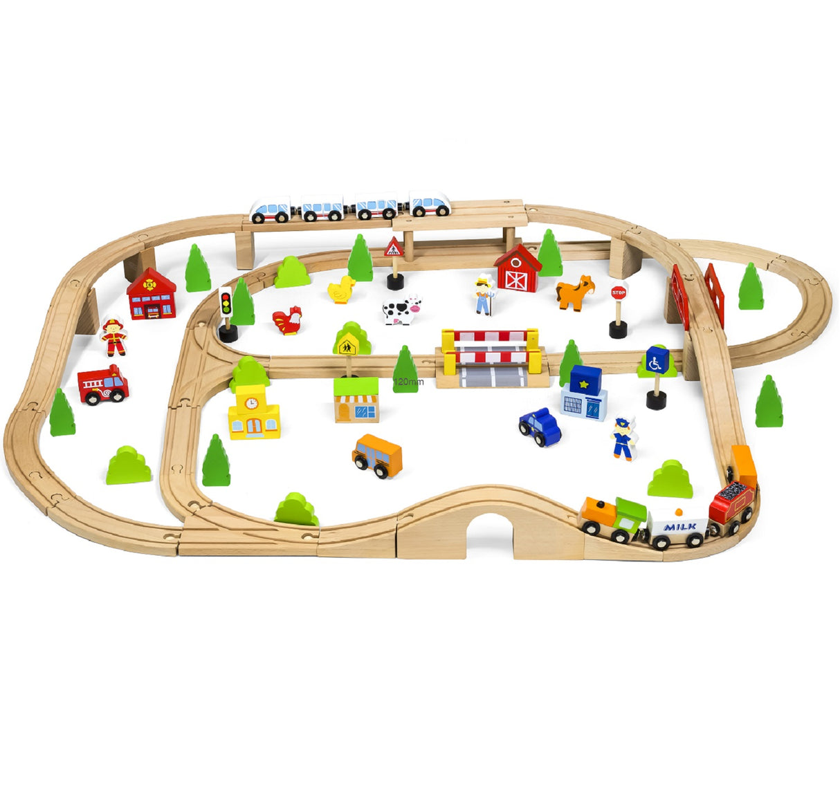 90 Piece Wooden Train Set