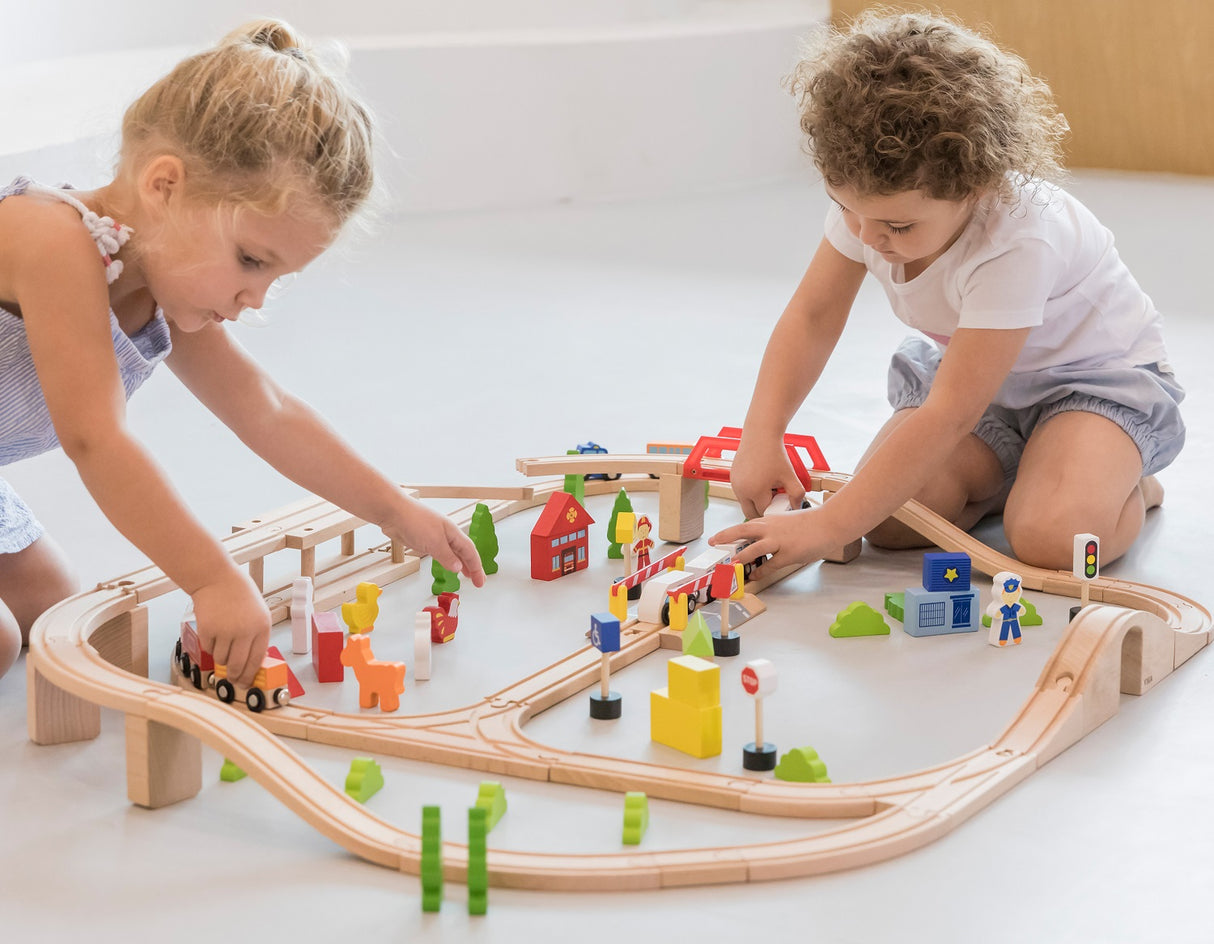 90 Piece Wooden Train Set