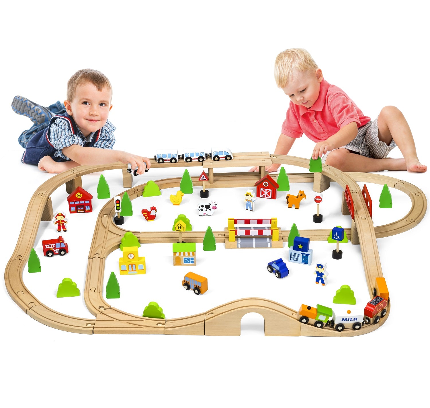 90 Piece Wooden Train Set