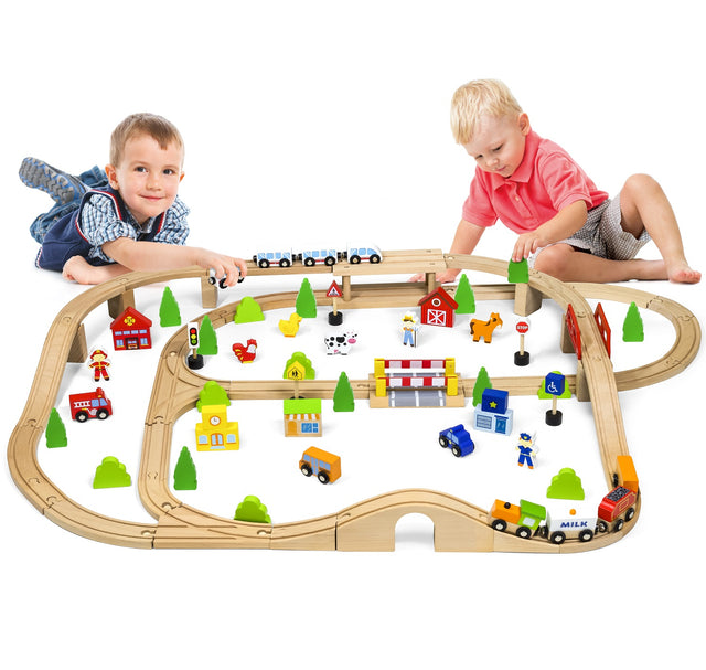 90 Piece Wooden Train Set