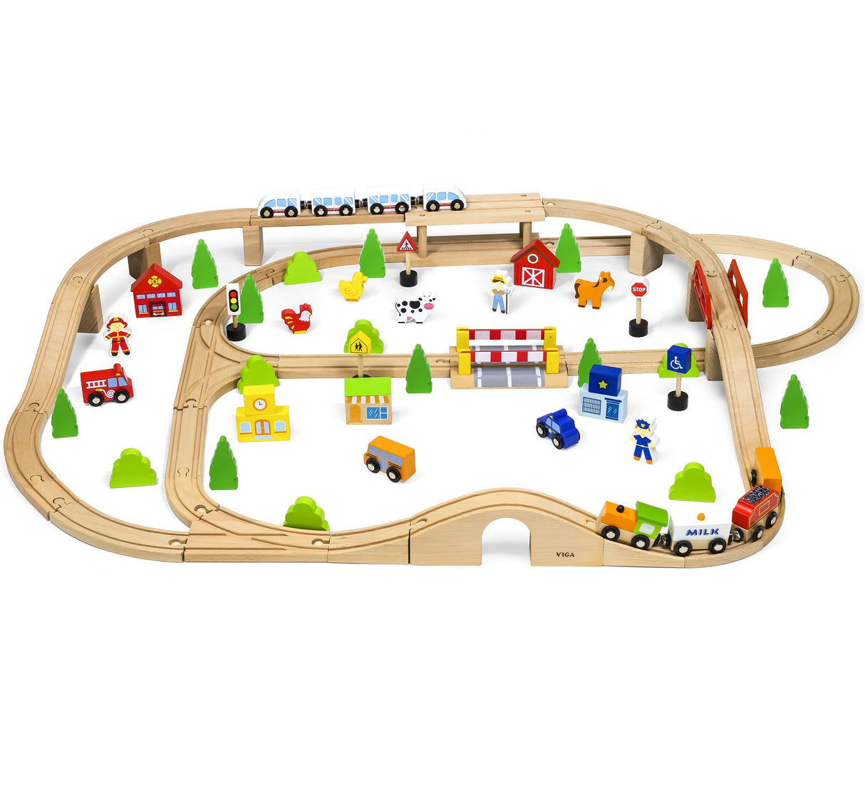 90 Piece Wooden Train Set