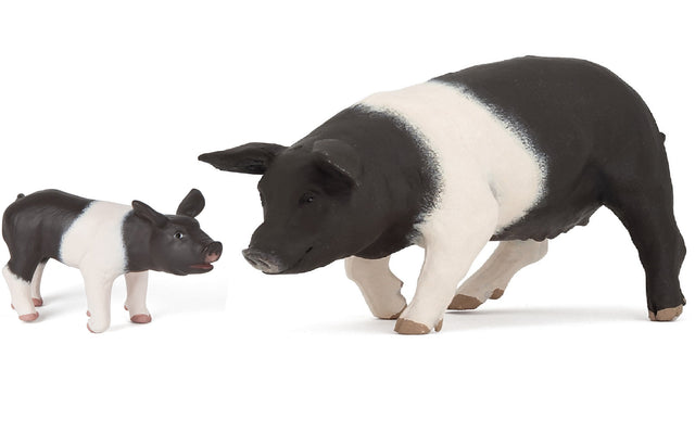 Black and White Pig and Piglet