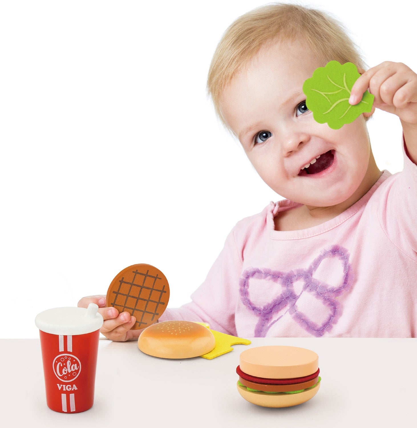 Wooden Hamburger with Cola Set