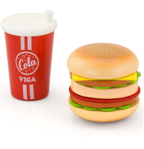 Wooden Hamburger with Cola Set