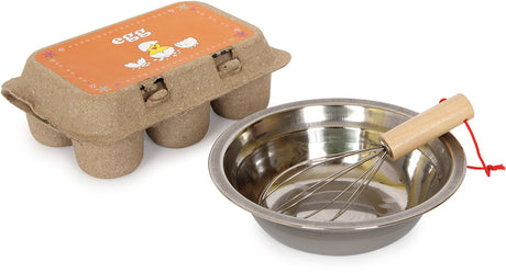Wooden Eggs, Mixing Bowl and Whisk