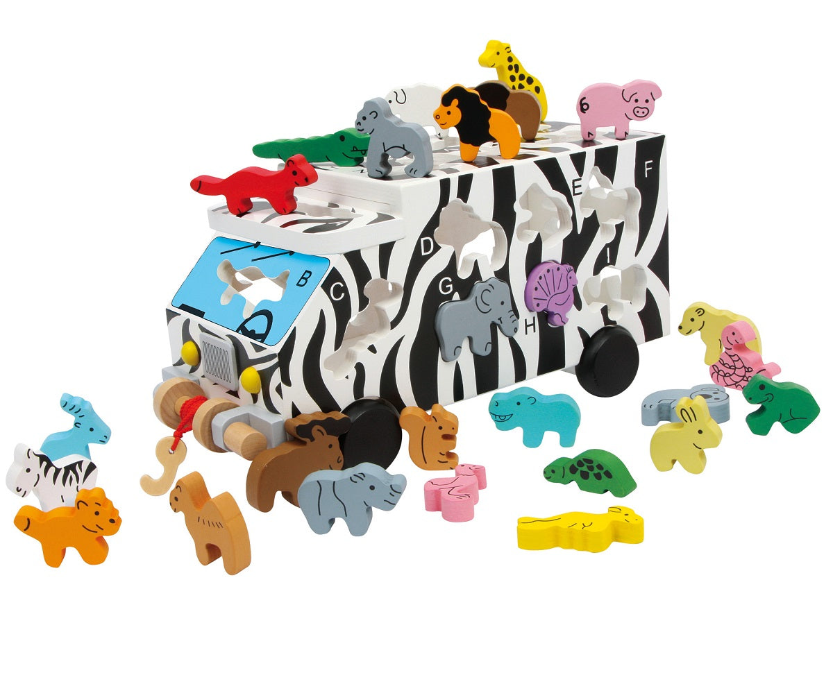 ABC Wooden Shape Sorter Safari Bus