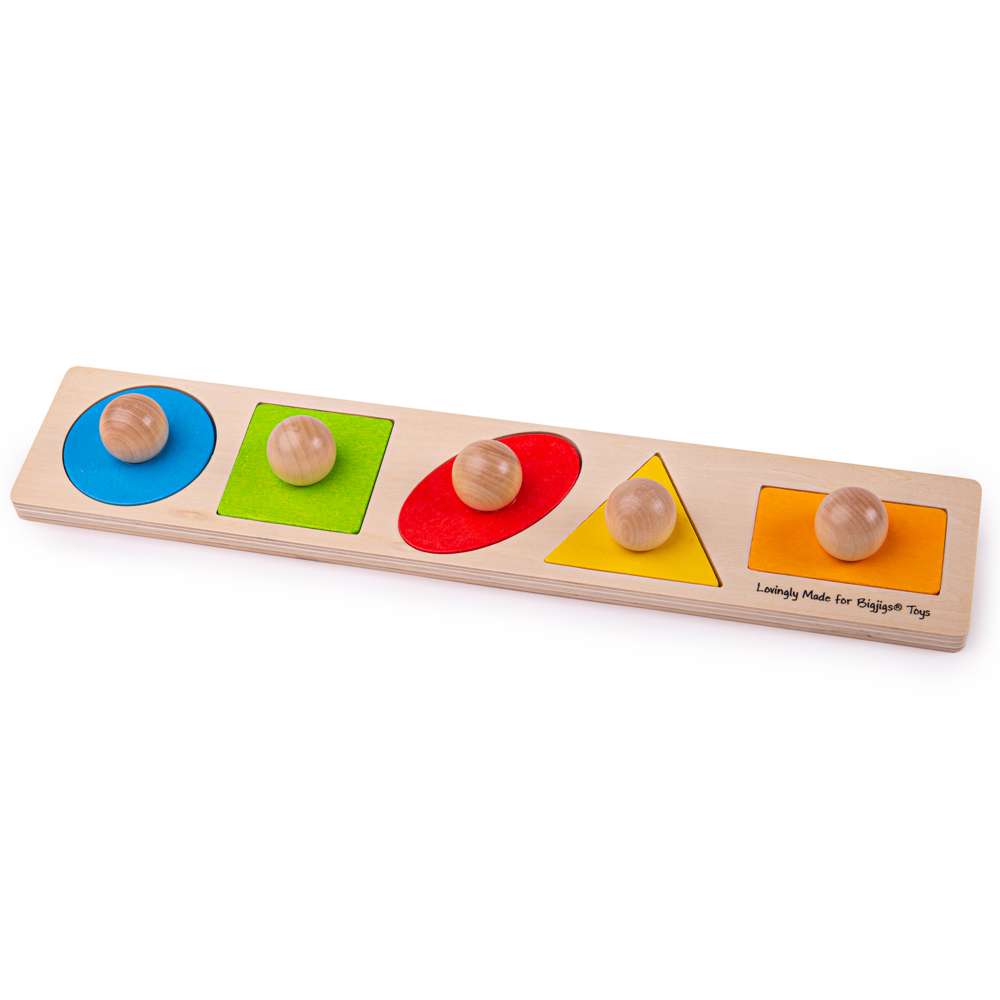 Bigjigs Baby Wooden Shape Matching Board Educational Puzzle with 5 Pegged Pieces