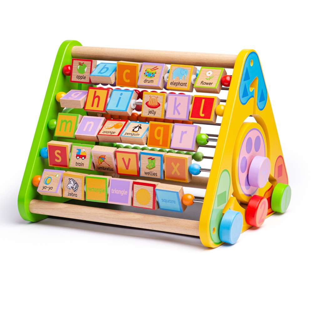 Bigjigs Baby Wooden Triangular Activity Centre 5 in 1 Toddler Early Learning Toy 12 Months Plus