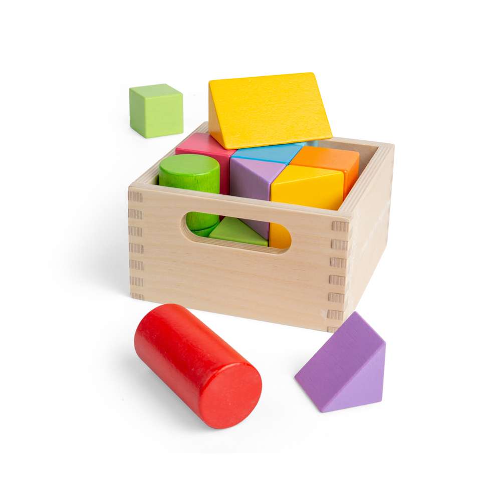 Bigjigs Baby Wooden Building Blocks and Shapes Toy Set 17 Pieces
