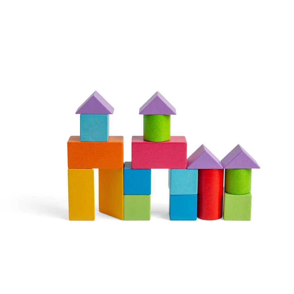 Bigjigs Baby Wooden Building Blocks and Shapes Toy Set 17 Pieces
