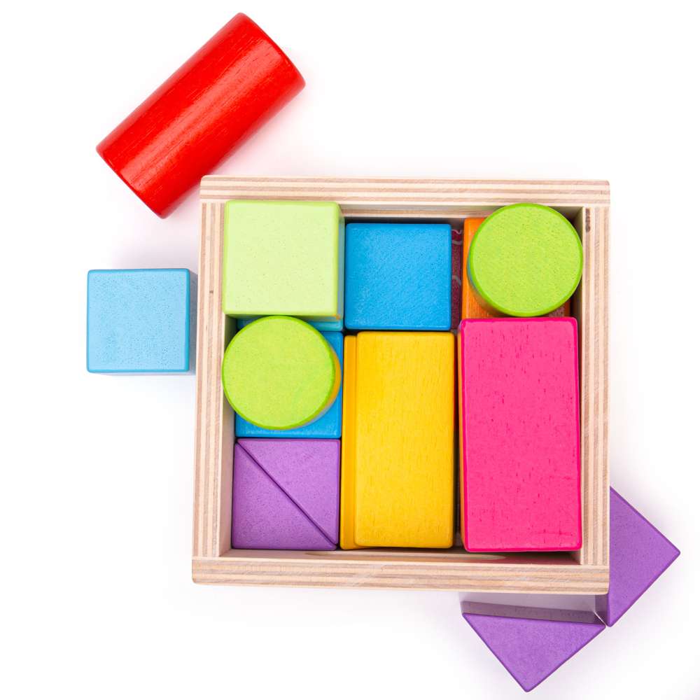 Bigjigs Baby Wooden Building Blocks and Shapes Toy Set 17 Pieces